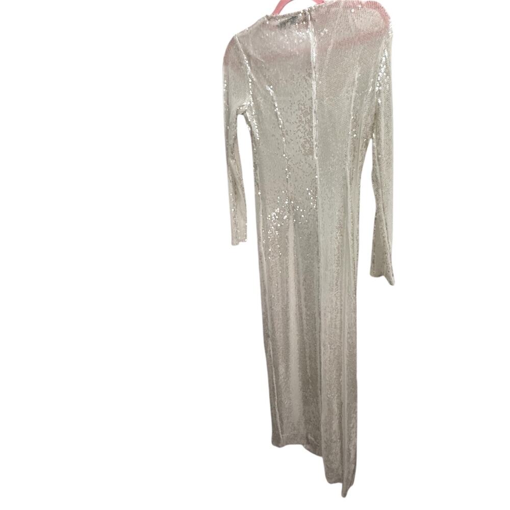 Rare London White Sequin Long Sleeve Maxi Dress, Women's Size 4 - Picture 4 of 7